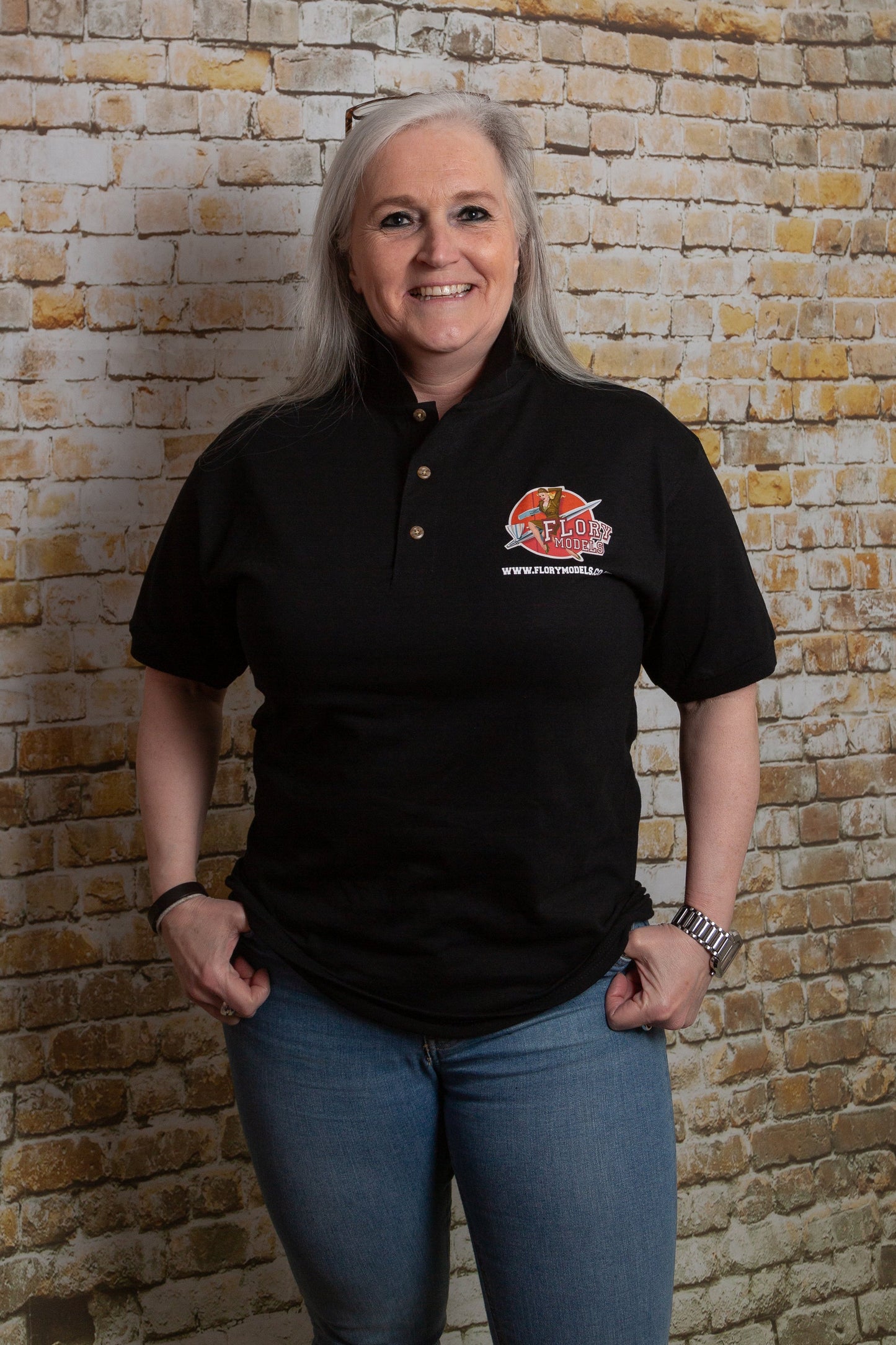 Flory Models branded polo shirt for scale modelling enthusiasts and hobby merchandise