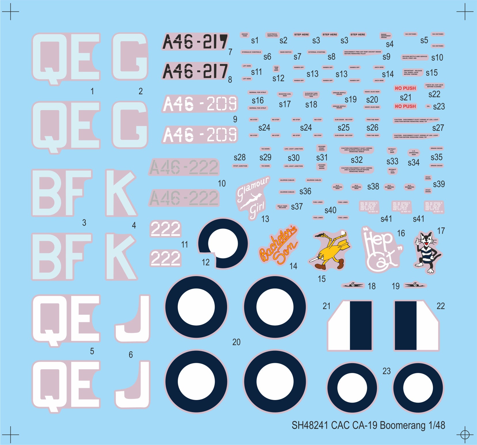 Special Hobby 1/48 CAC CA-19 Boomerang Jungle Scouts decal sheet 