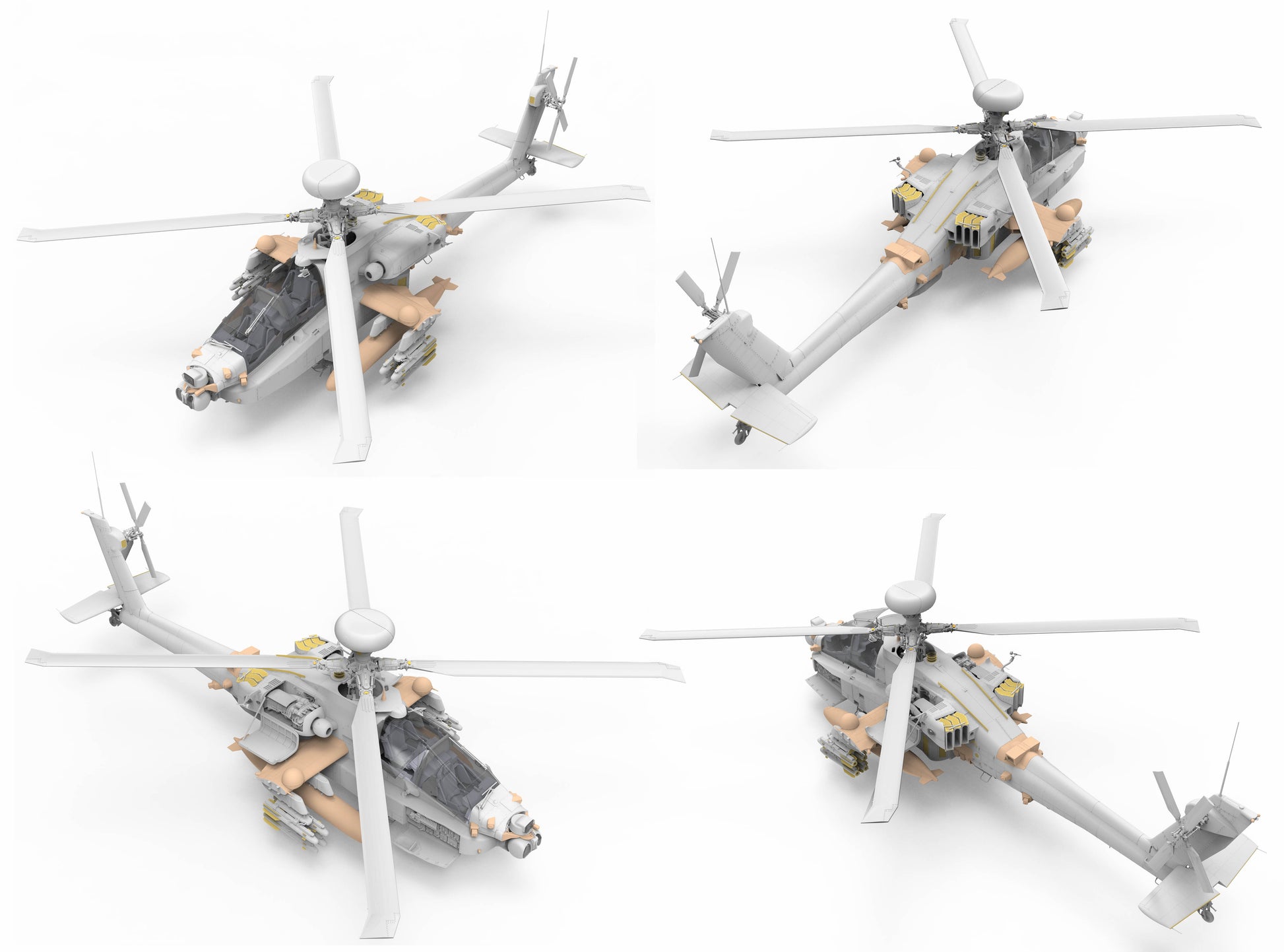 Takom 1/35 AH-64DI Saraf Top Dowm Views From Front And Rear Angles