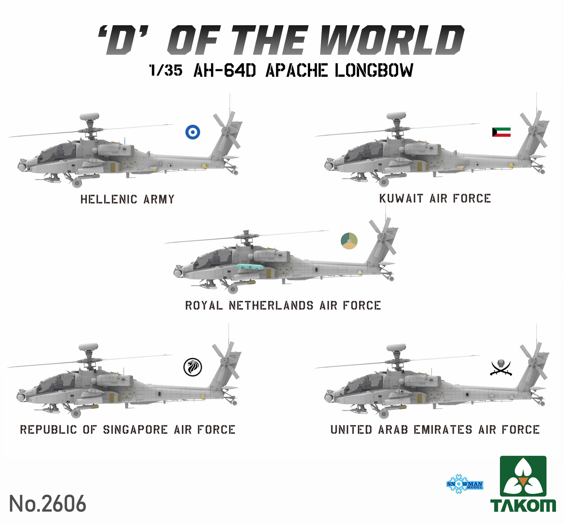 Takom 1/35 AH-64D 'D' Of The World Limited Edition Decal Options.