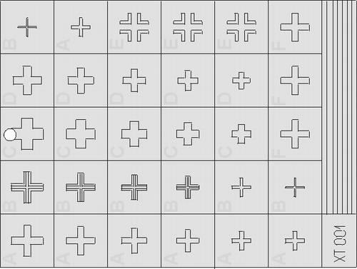 Eduard German Crosses 1 Early 1/35 mask set for painting WWII German armour cross markings.